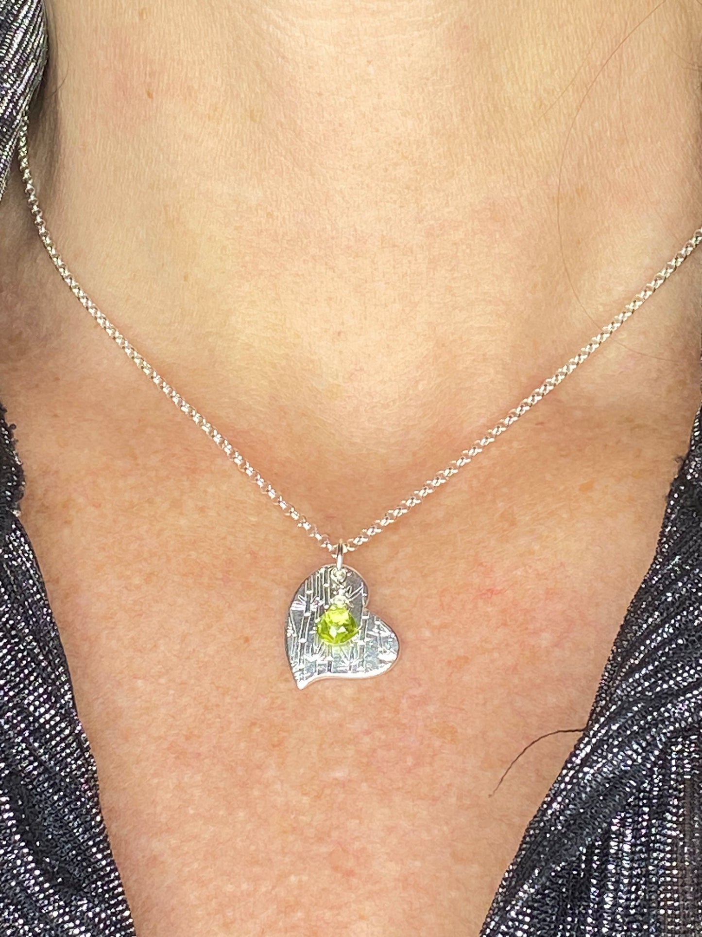 Heart Bamboo and Peridot Necklace