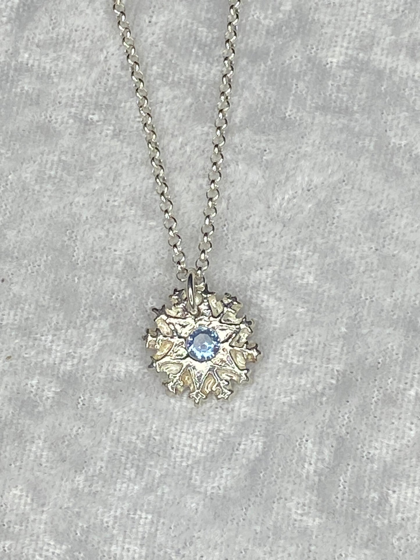 Snowflake Round Necklace - Light Blue