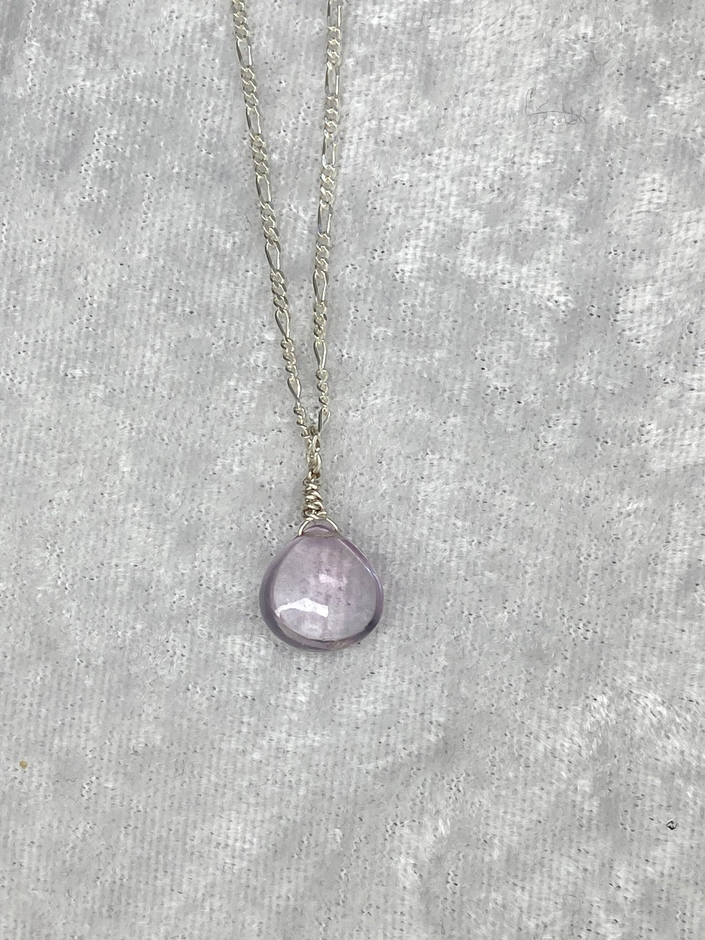 Pink Amethyst Heart Briolette Necklace
