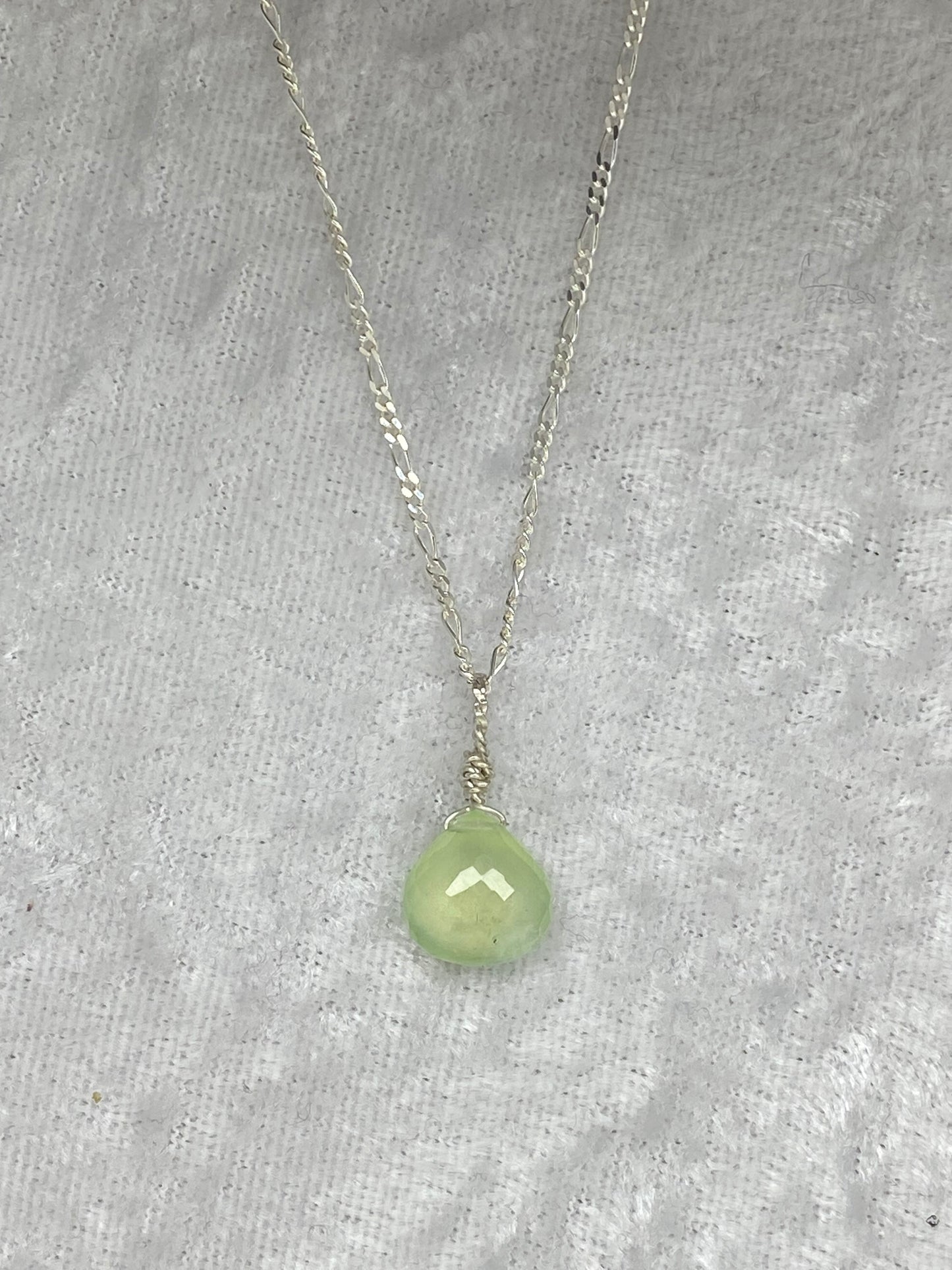 Prehinite Heart Briolette Necklace