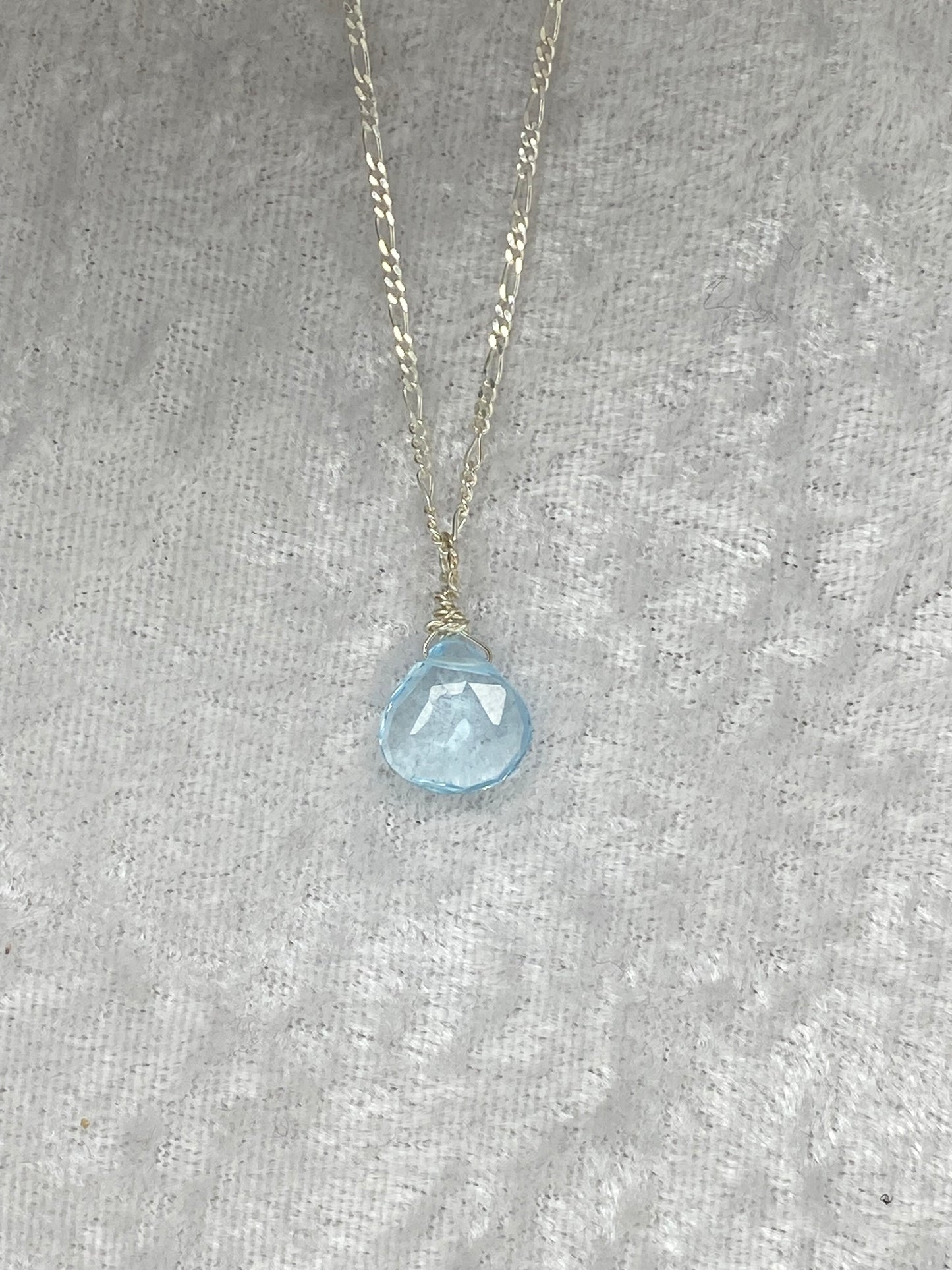 Blue Topaz Heart Briolette Necklace