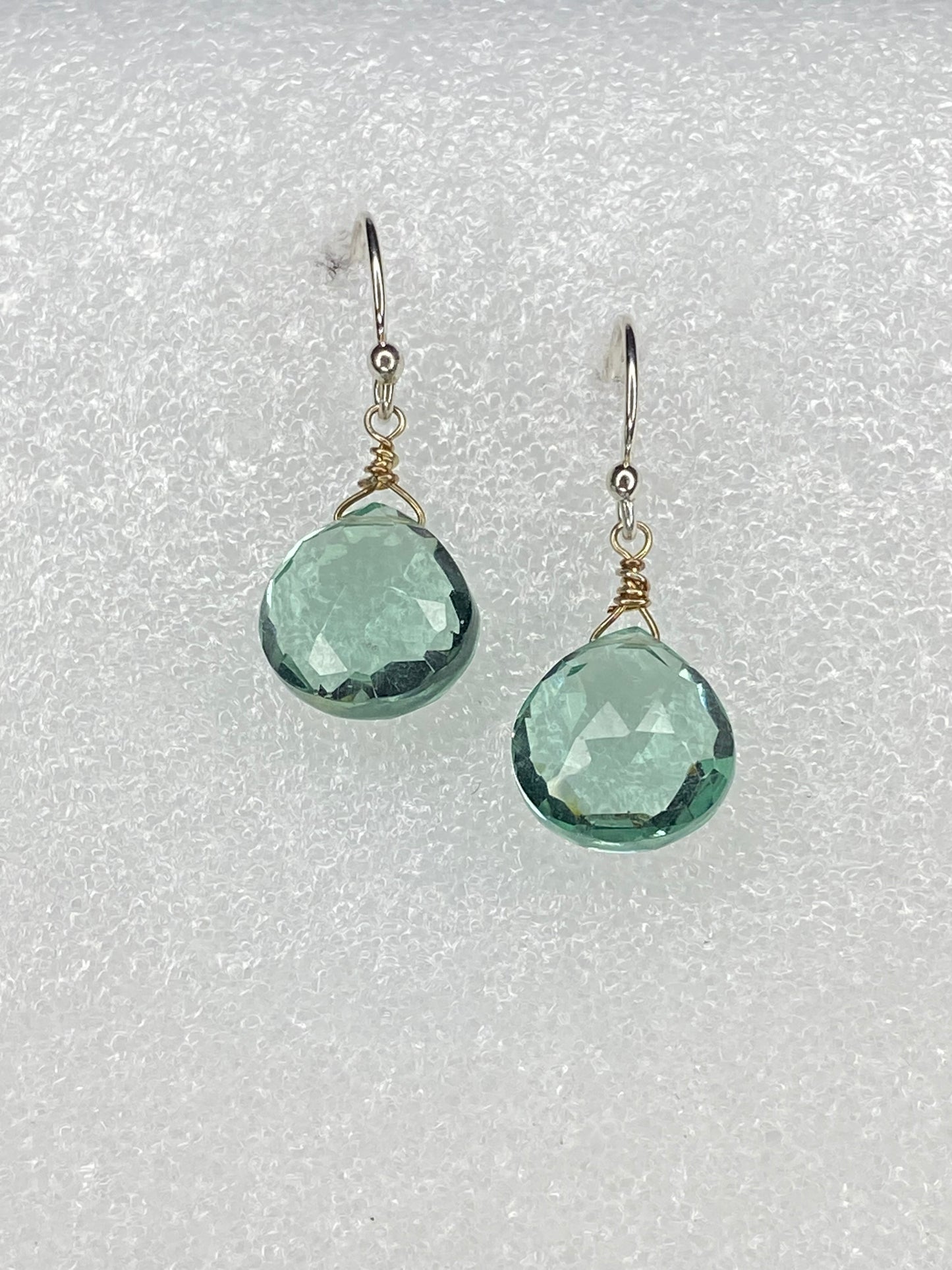 Amethyst Green Heart Briolette Earrings