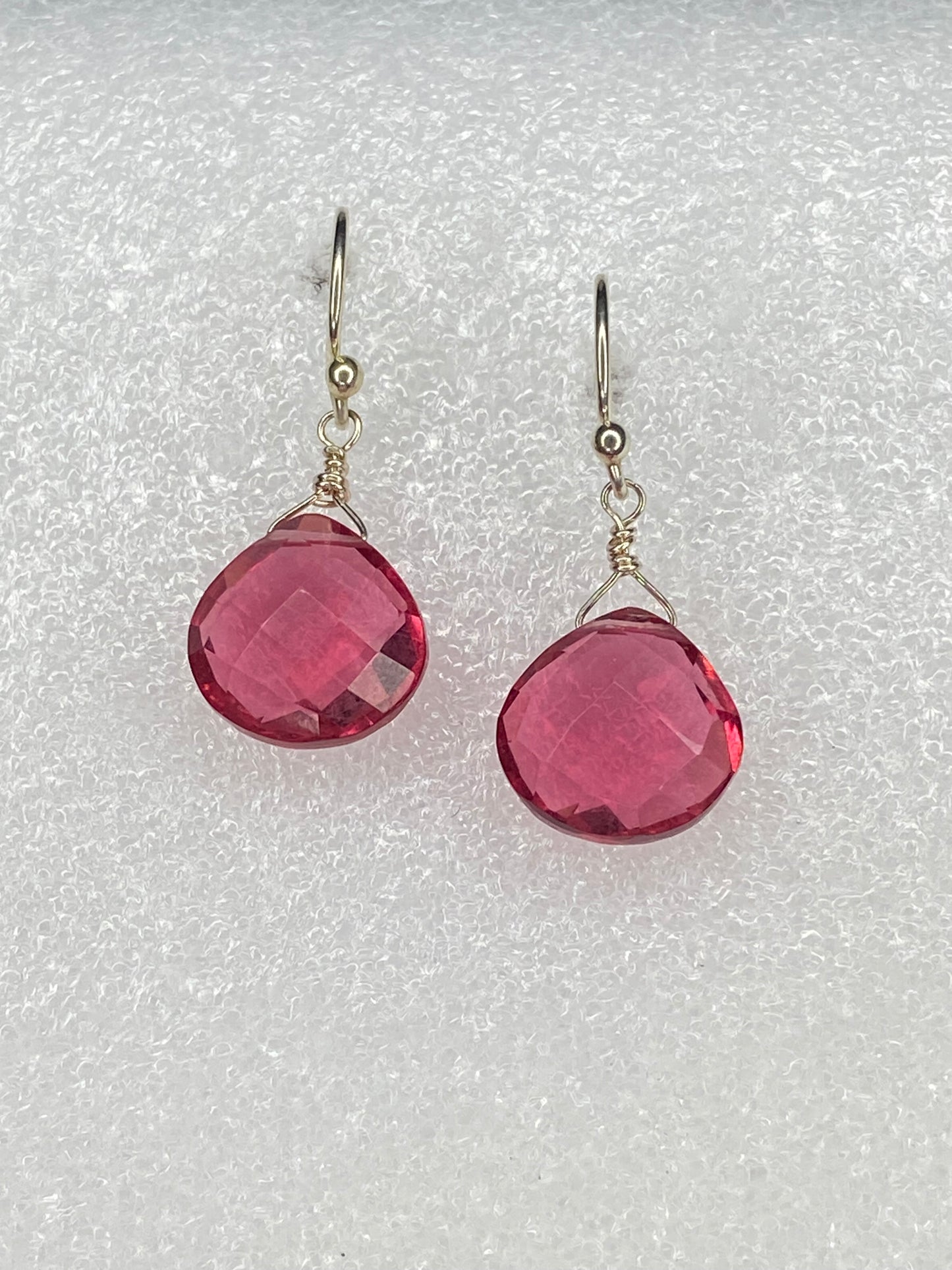 Hot Pink Heart Briolette Earrings