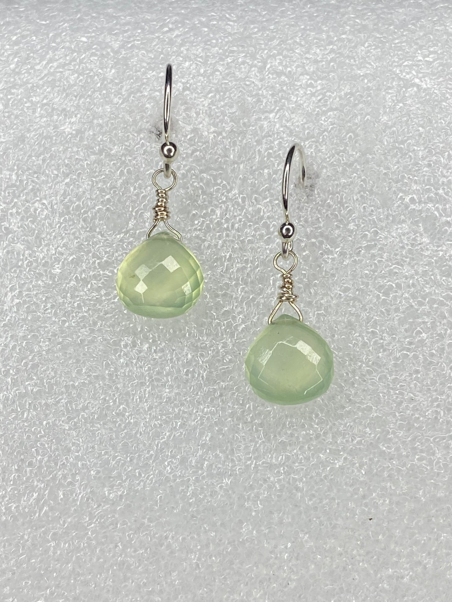 Prehinite Heart Briolette Earrings