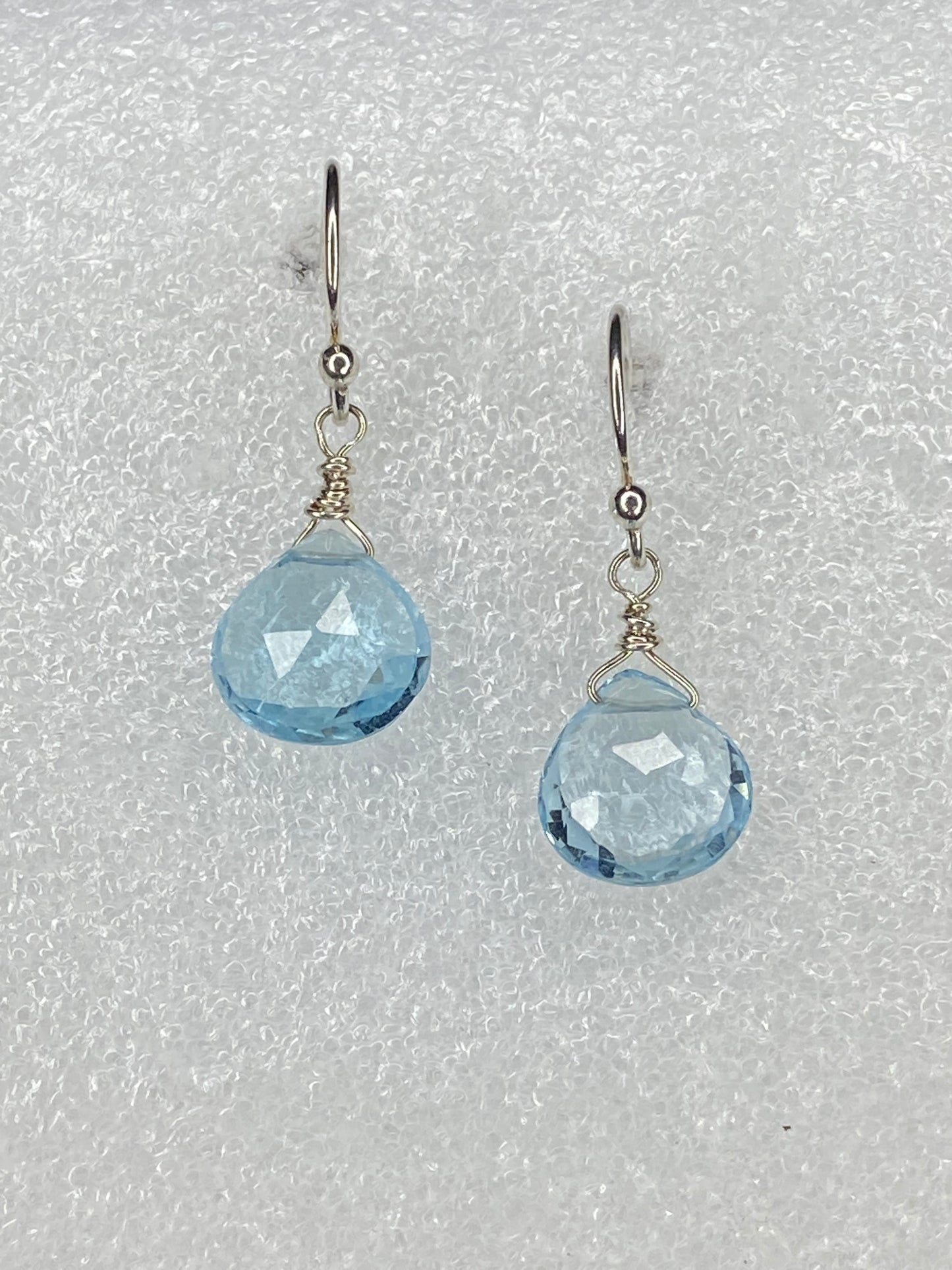 Blue Topaz Heart Briolette Earrings