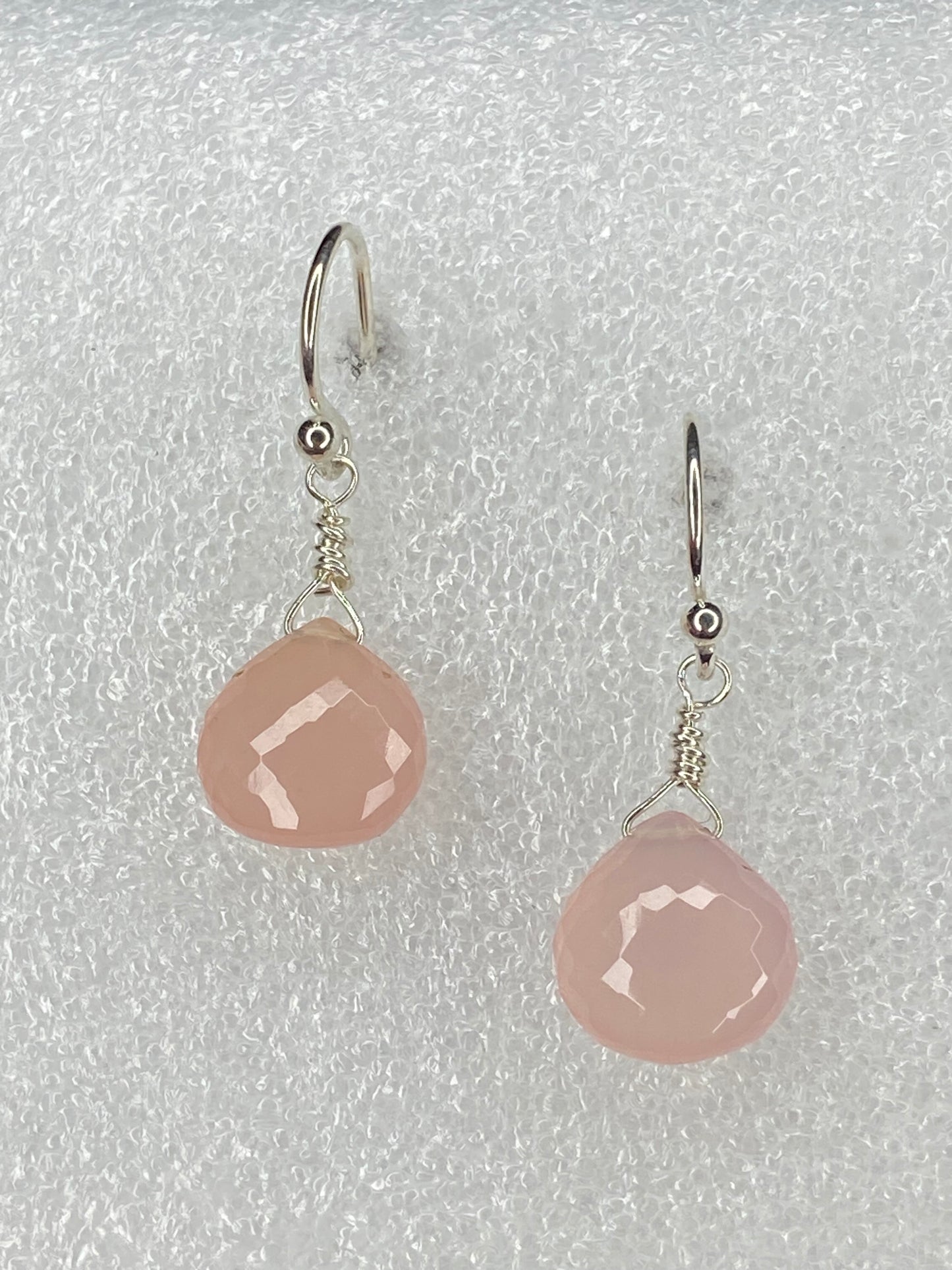 Rose Chalcedony Heart Briolette Earrings