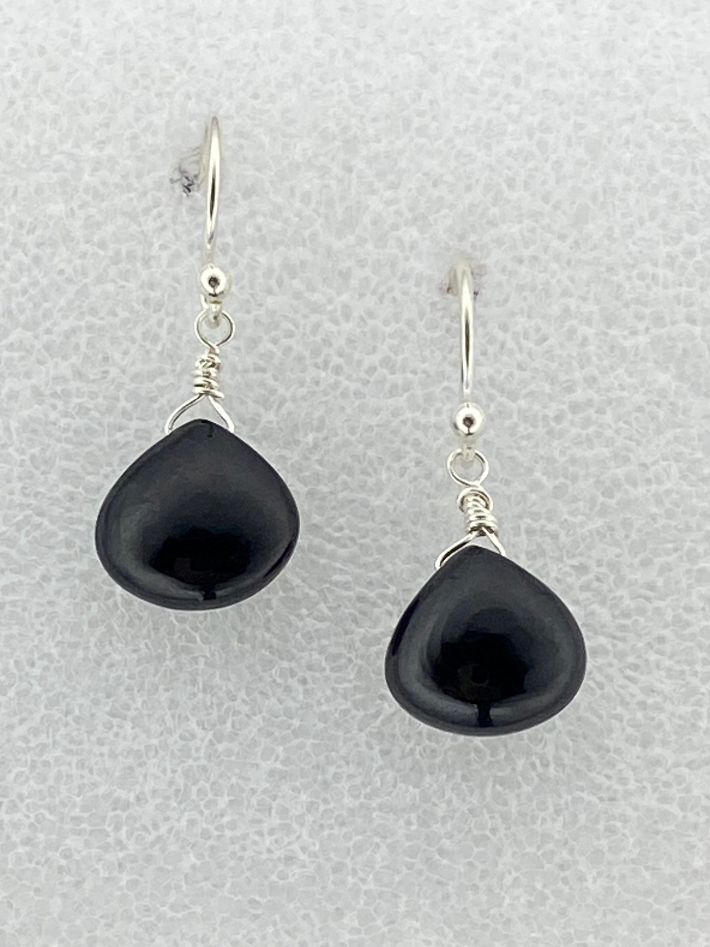 Black Spinel Heart Briolette Earrings