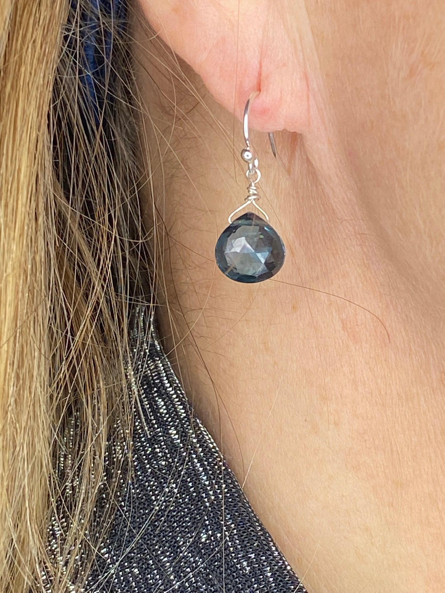 London Blue Topaz Heart Briolette Earrings