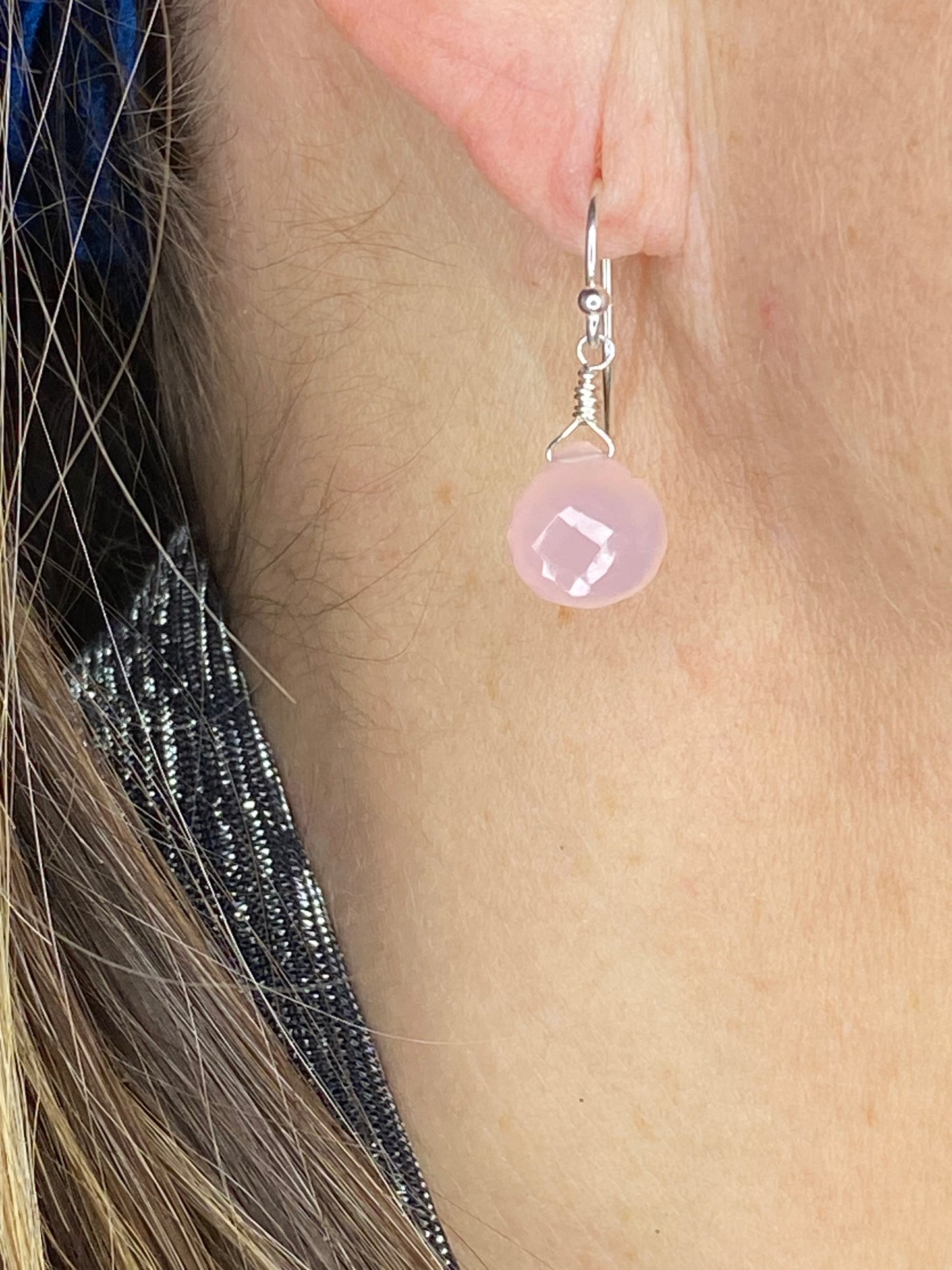Rose Chalcedony Heart Briolette Earrings