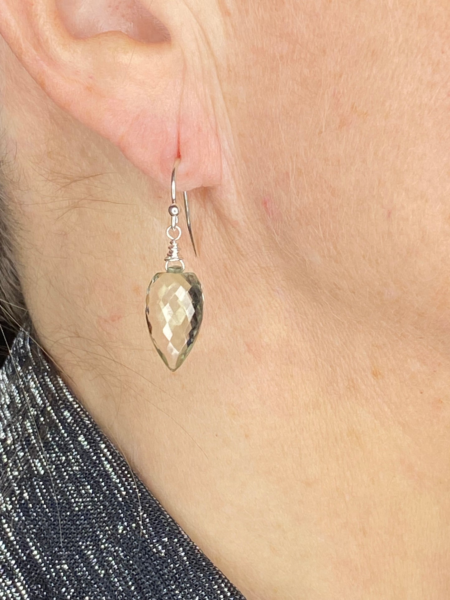 Green Amethyst Conch Briolette Earrings