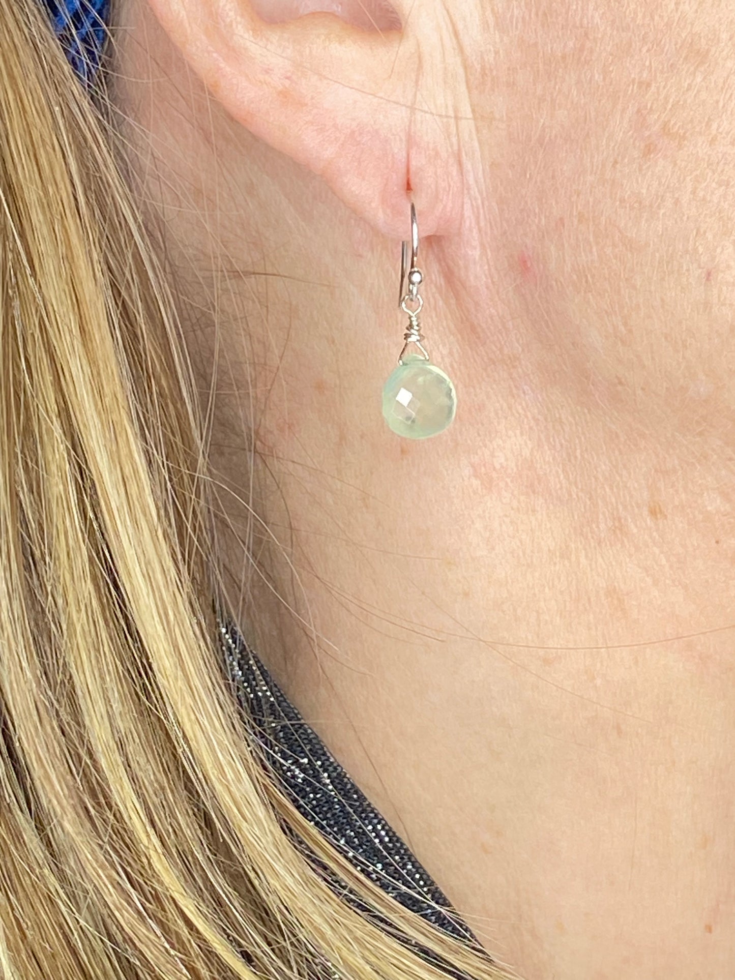Prehinite Heart Briolette Earrings