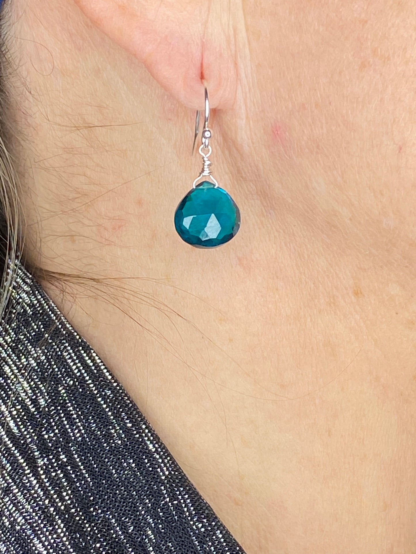 Peacock Blue Heart Briolette Earrings