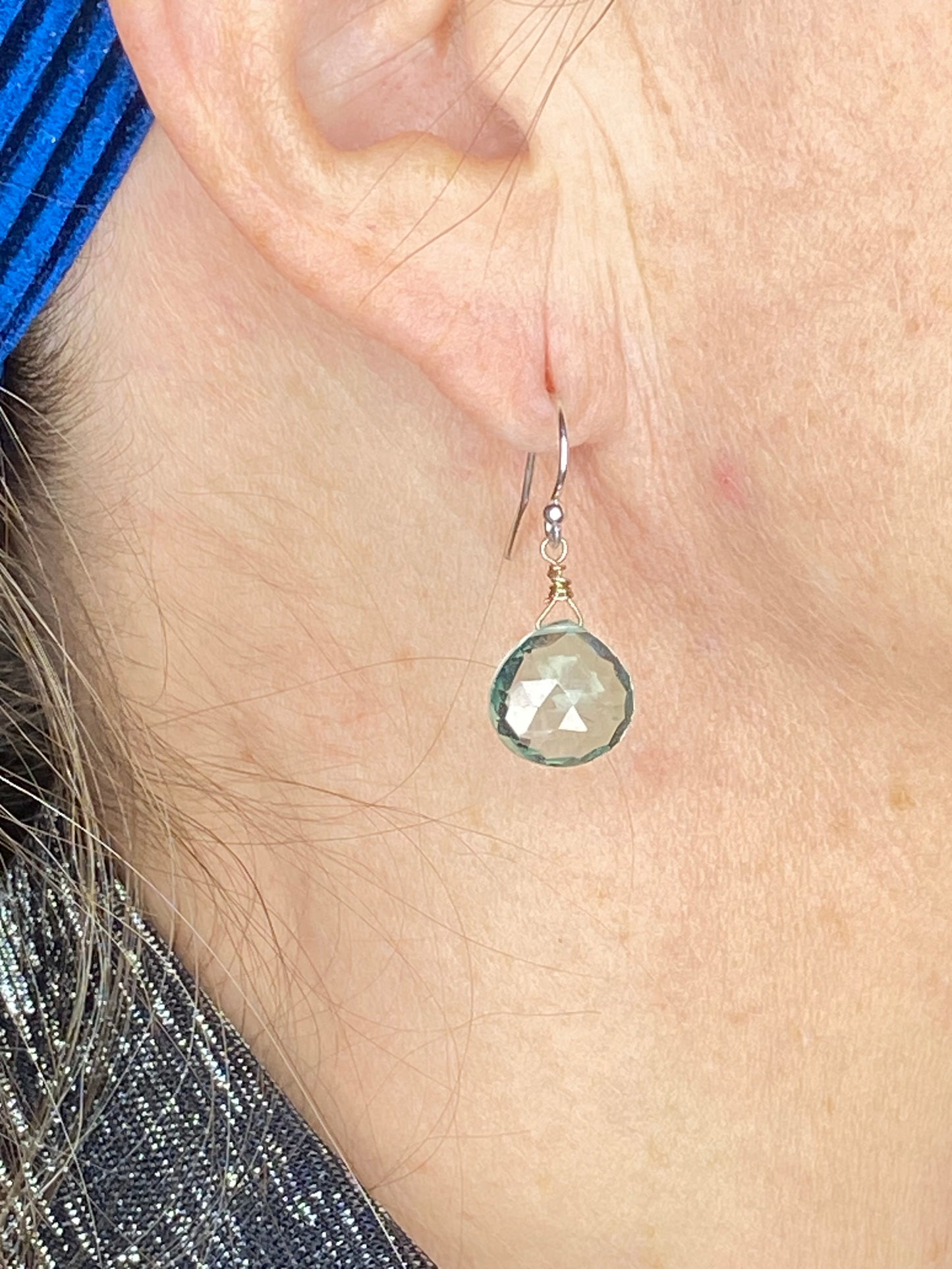 Amethyst Green Heart Briolette Earrings