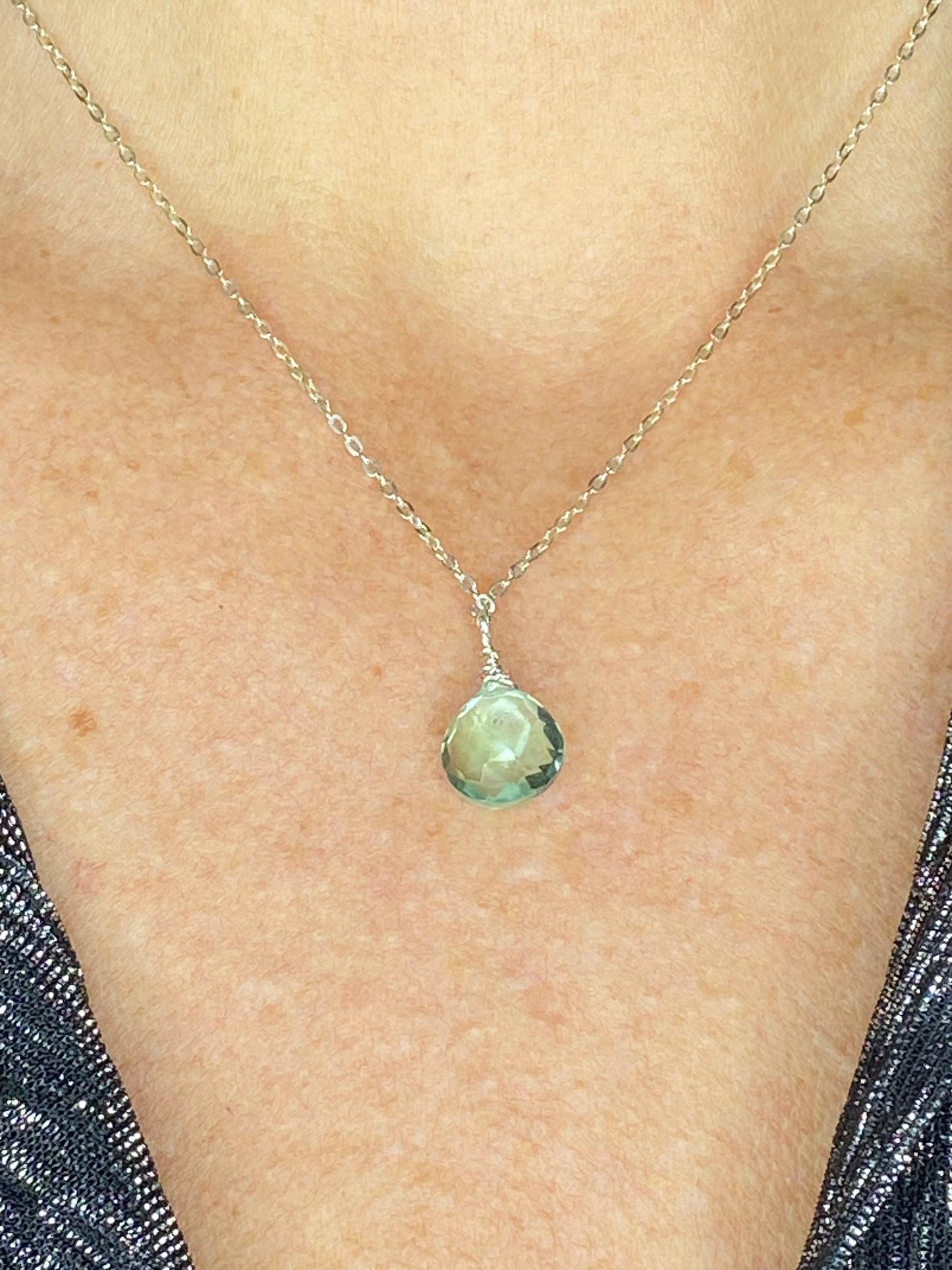 Amethyst Green Heart Briolette Necklace