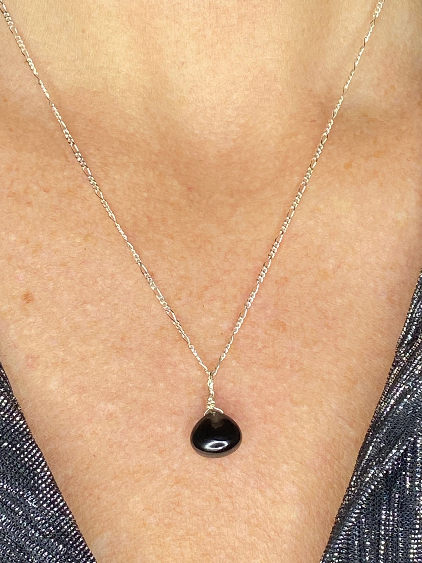 Black Spinel Heart Briolette Necklace