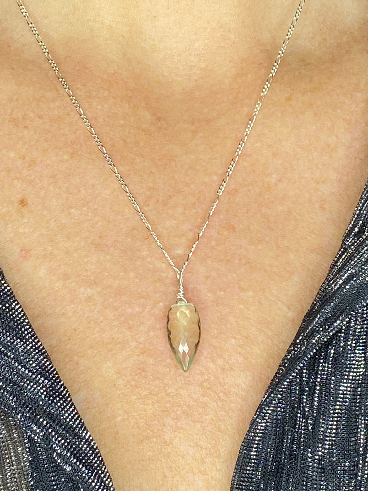 Green Amethyst Conch Briolette Necklace
