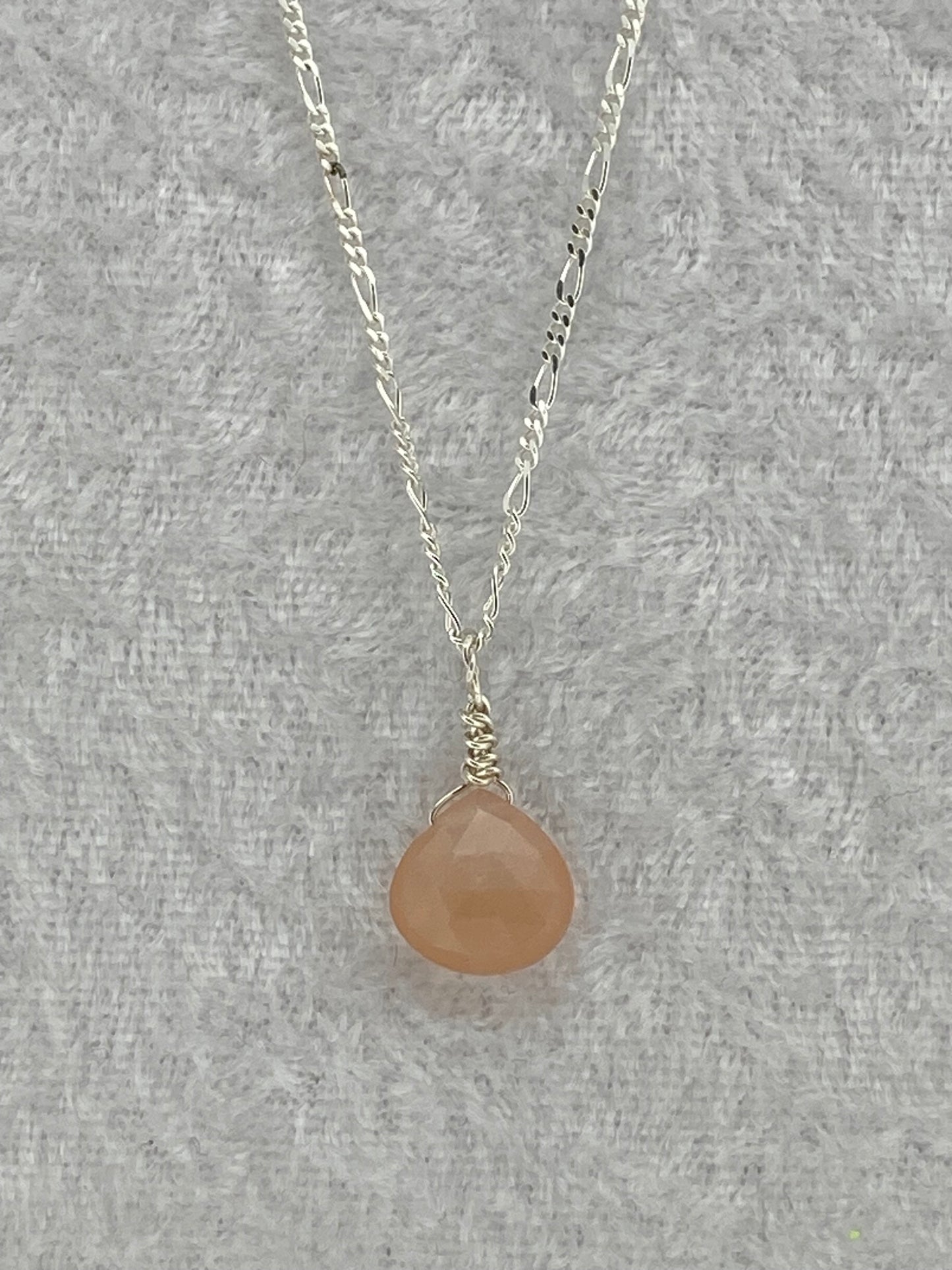 Peach Moonstone Heart Briolette Necklace