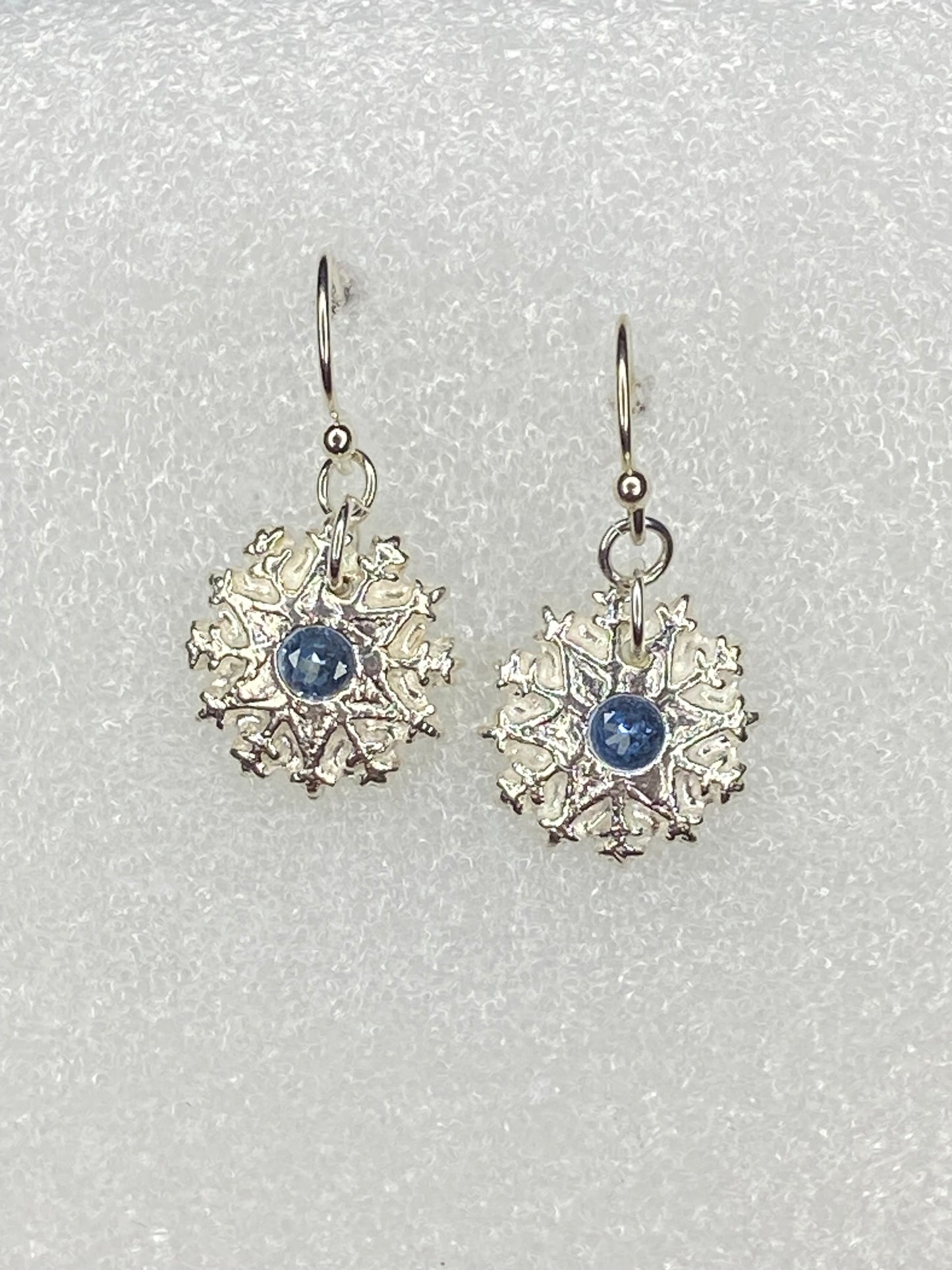 Snowflake Round Earrings -Light Blue
