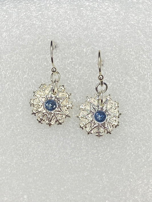 Snowflake Round Earrings -Light Blue