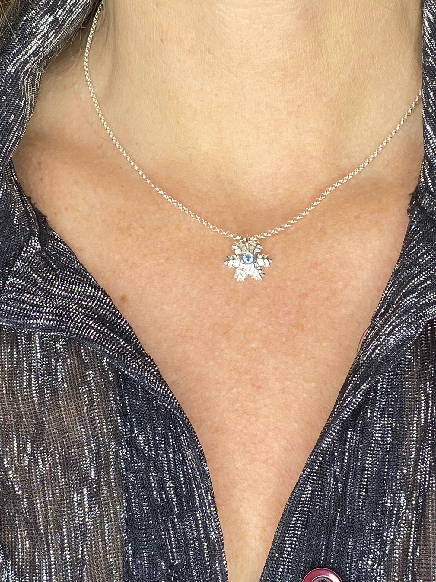 Snowflake Classic Necklace - Light Blue