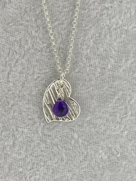 Heart Zebra and Purple Amethyst Necklace