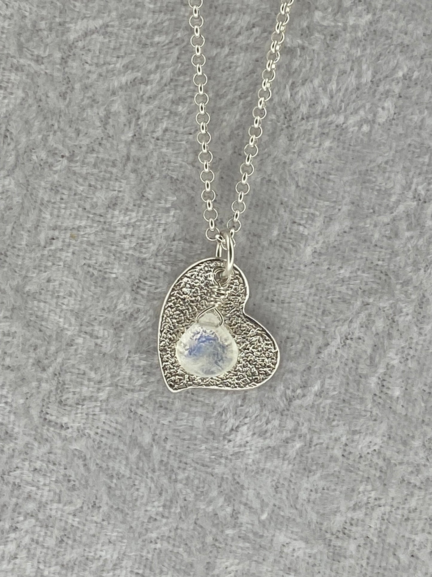 Heart Sandpaper and Moonstone Necklace