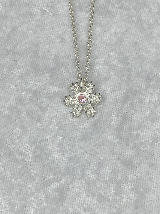 Snowflake Classic Necklace - Light Pink