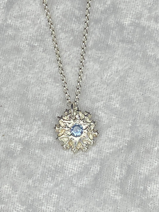 Snowflake Round  Necklace - Light Blue