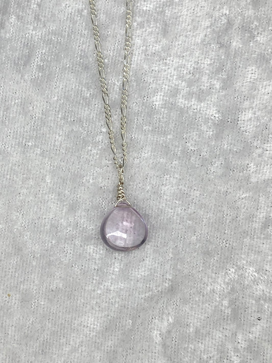 Pink Amethyst Heart Briolette Necklace