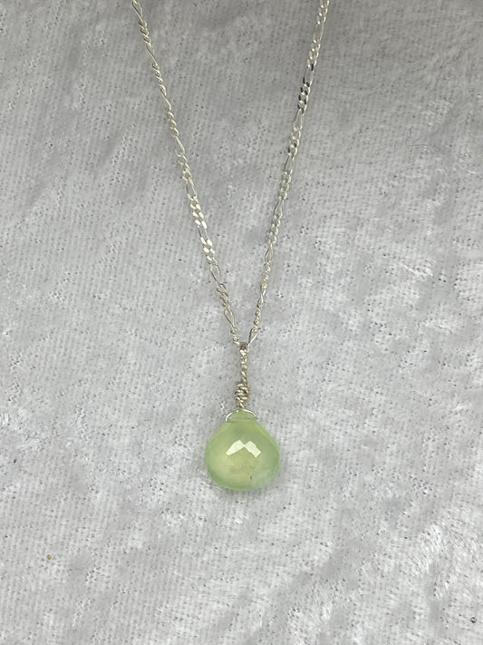 Prehinite Heart Briolette Necklace