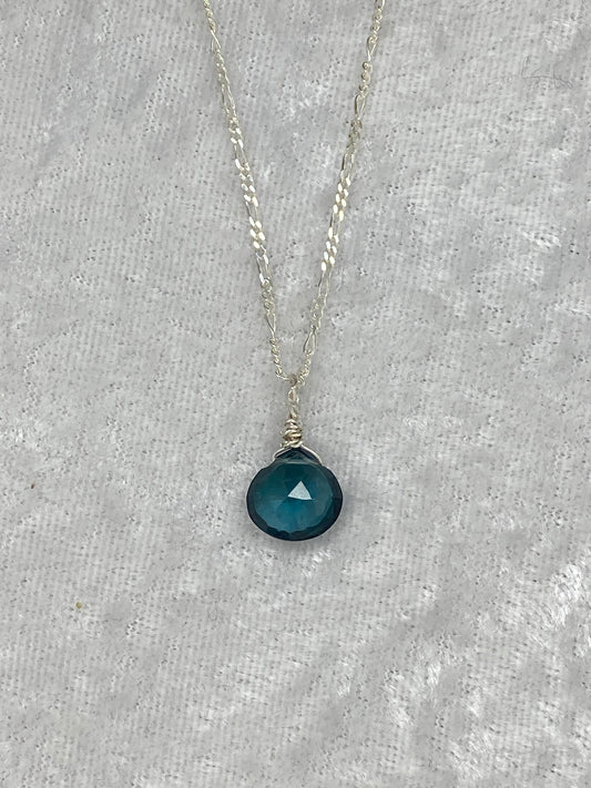 London Blue Topaz Heart Briolette Necklace