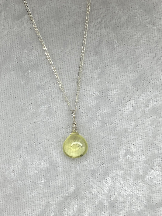 Lemon Quartz Heart Briolette Necklace