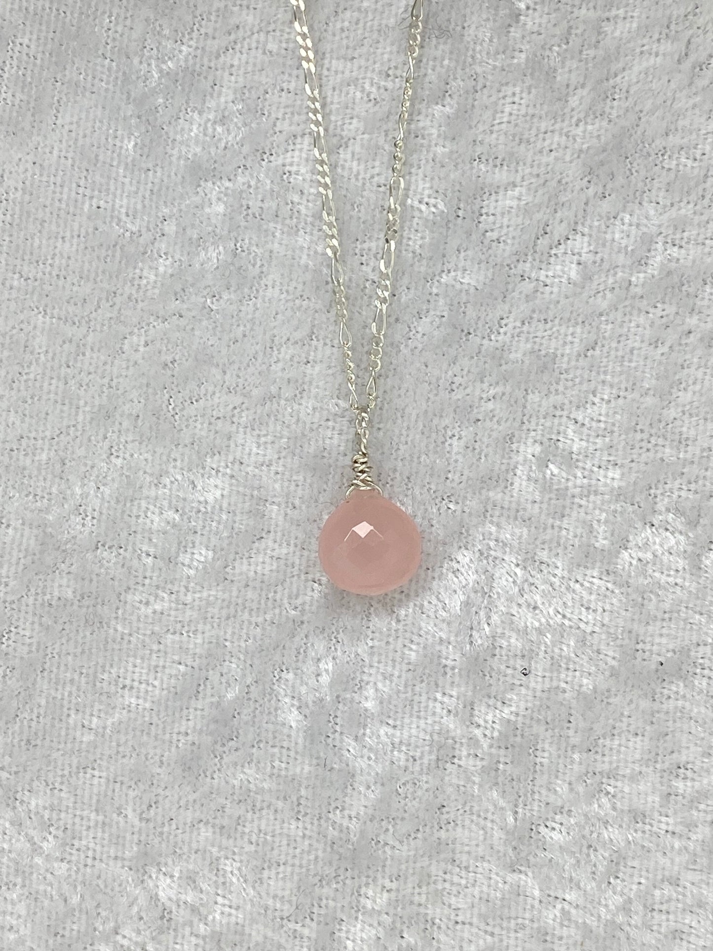 Rose Chalcedony Heart Briolette Necklace