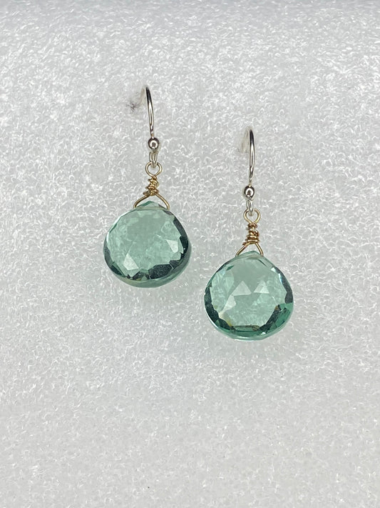 Amethyst Green Heart Briolette Earrings