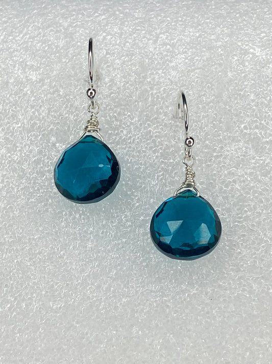 Peacock Blue Heart Briolette Earrings