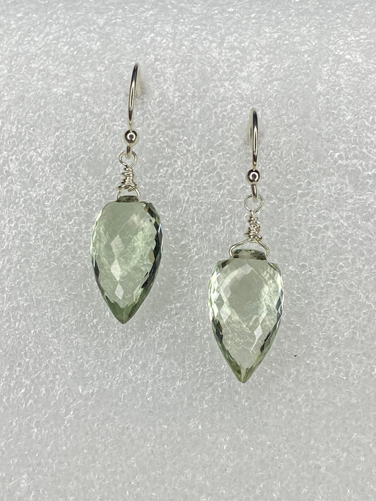 Green Amethyst Conch Briolette Earrings