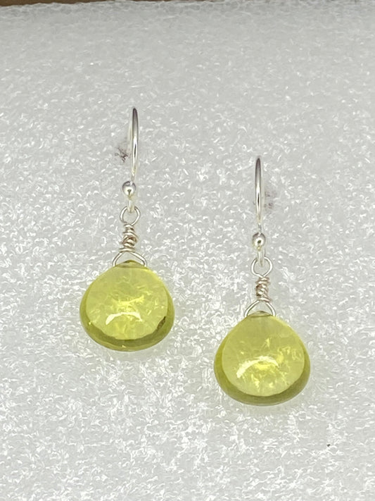 Lemon Quartz Heart Briolette Earrings