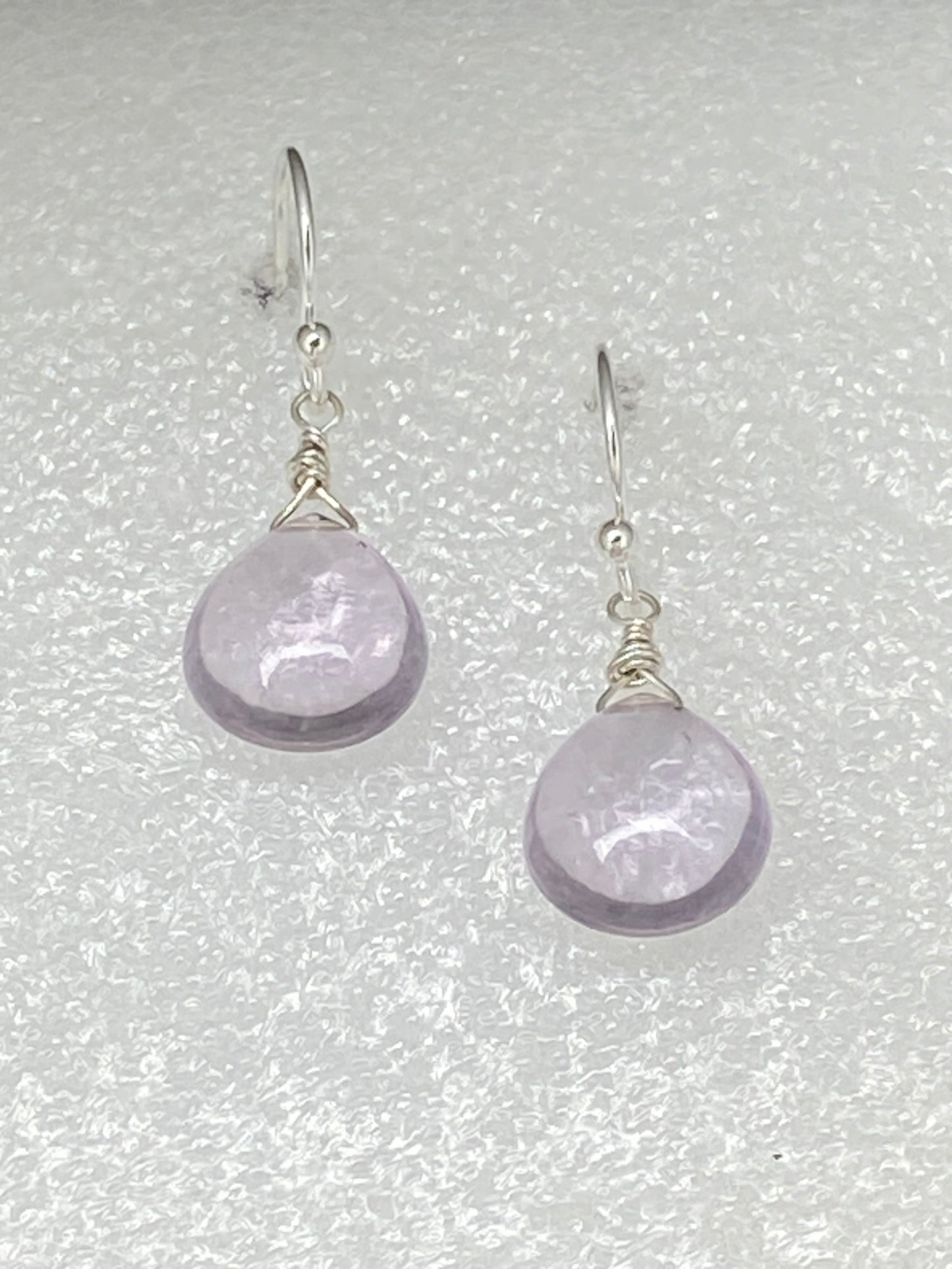 Pink Amethyst Heart Briolette Earrings