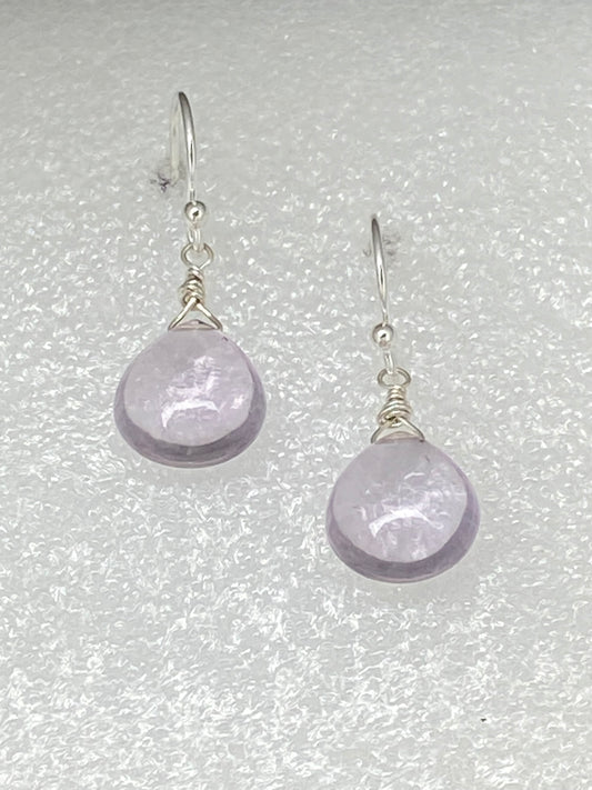 Pink Amethyst Heart Briolette Earrings