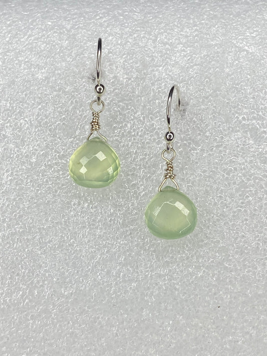 Prehinite Heart Briolette Earrings
