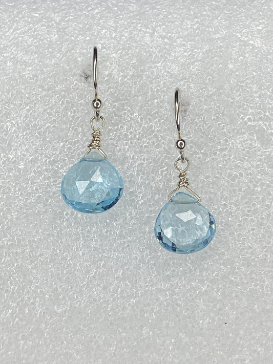 Blue Topaz Heart Briolette Earrings