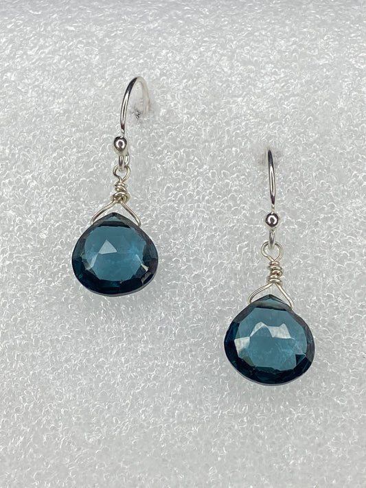 London Blue Topaz Heart Briolette Earrings