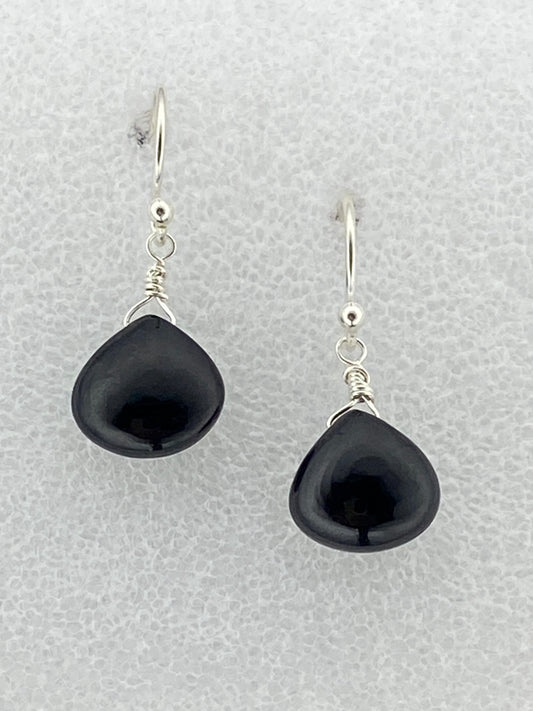 Black Spinel Heart Briolette Earrings