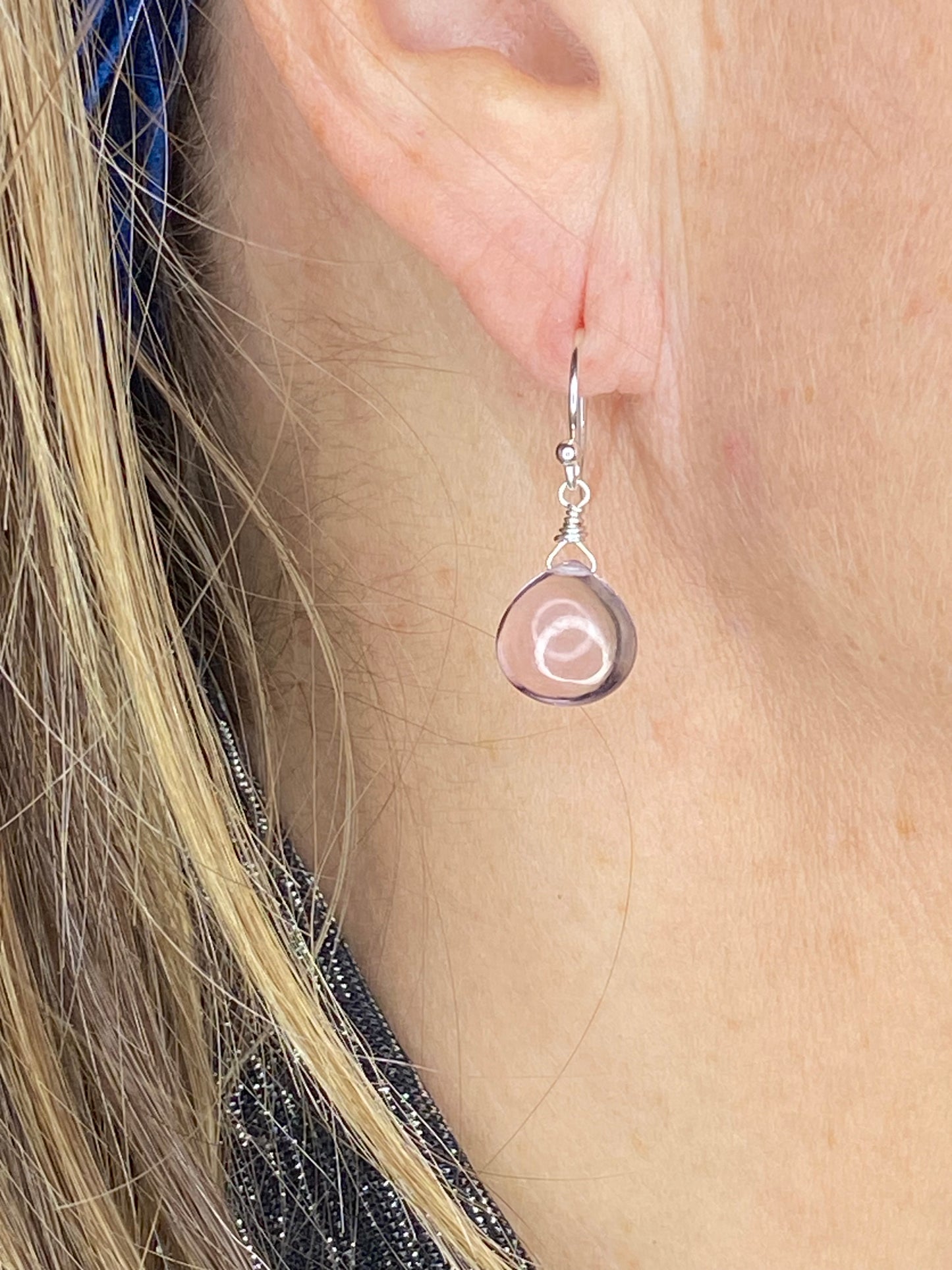 Pink Amethyst Heart Briolette Earrings
