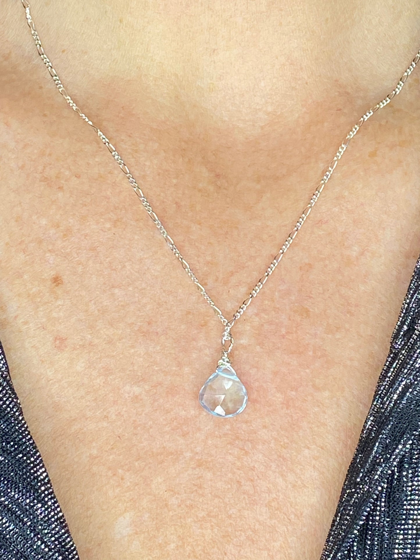 Blue Topaz Heart Briolette Necklace