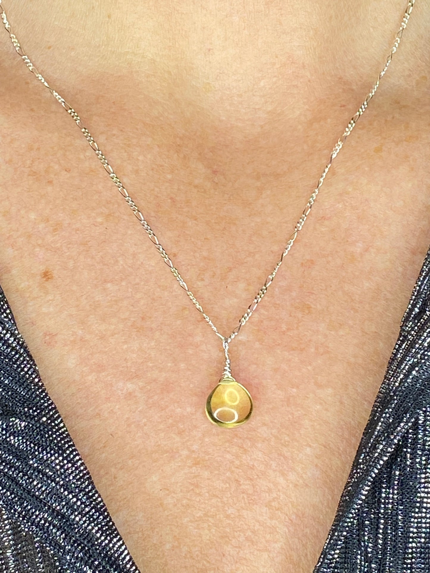 Lemon Quartz Heart Briolette Necklace