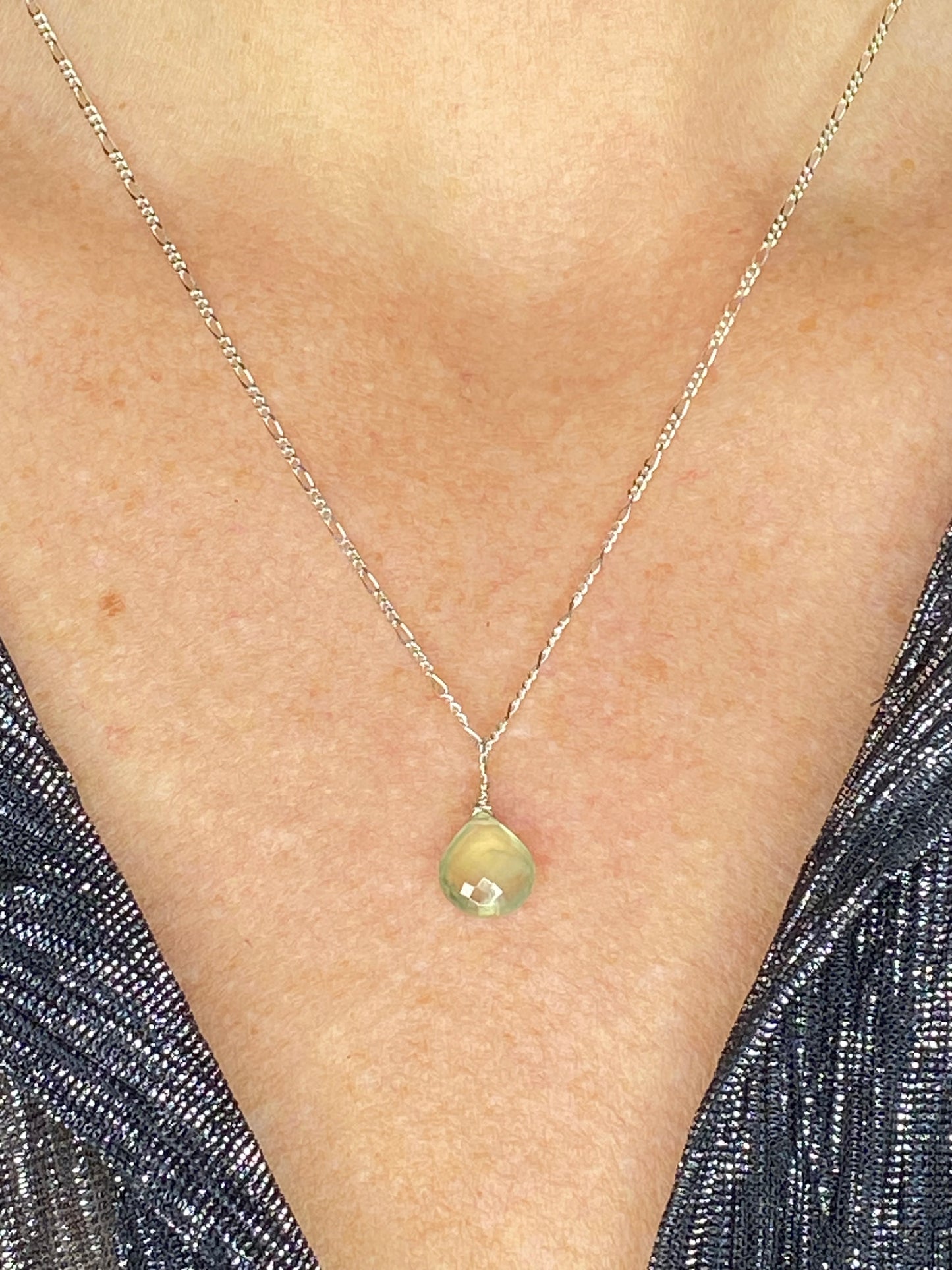 Prehinite Heart Briolette Necklace