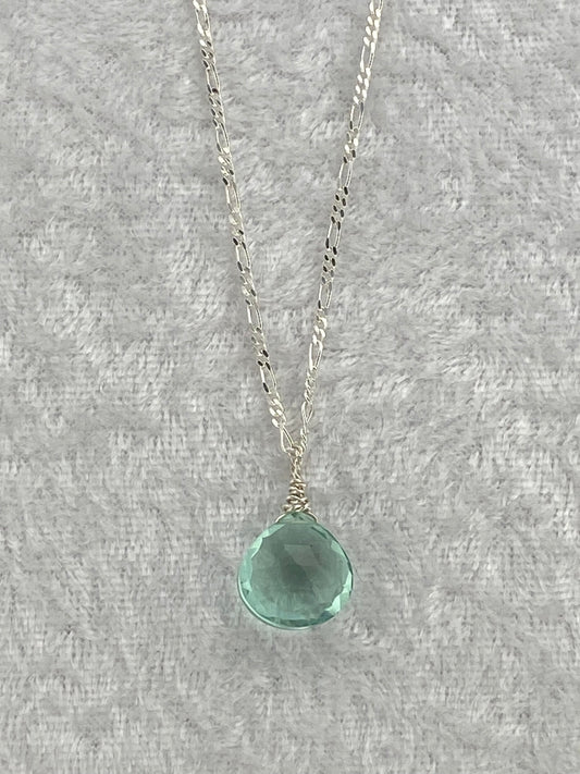 Amethyst Green Heart Briolette Necklace