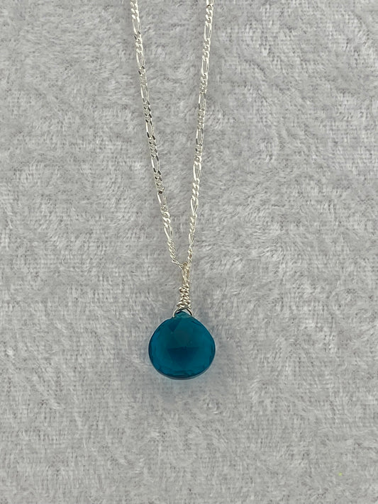 Peacock Blue Heart Briolette Necklace