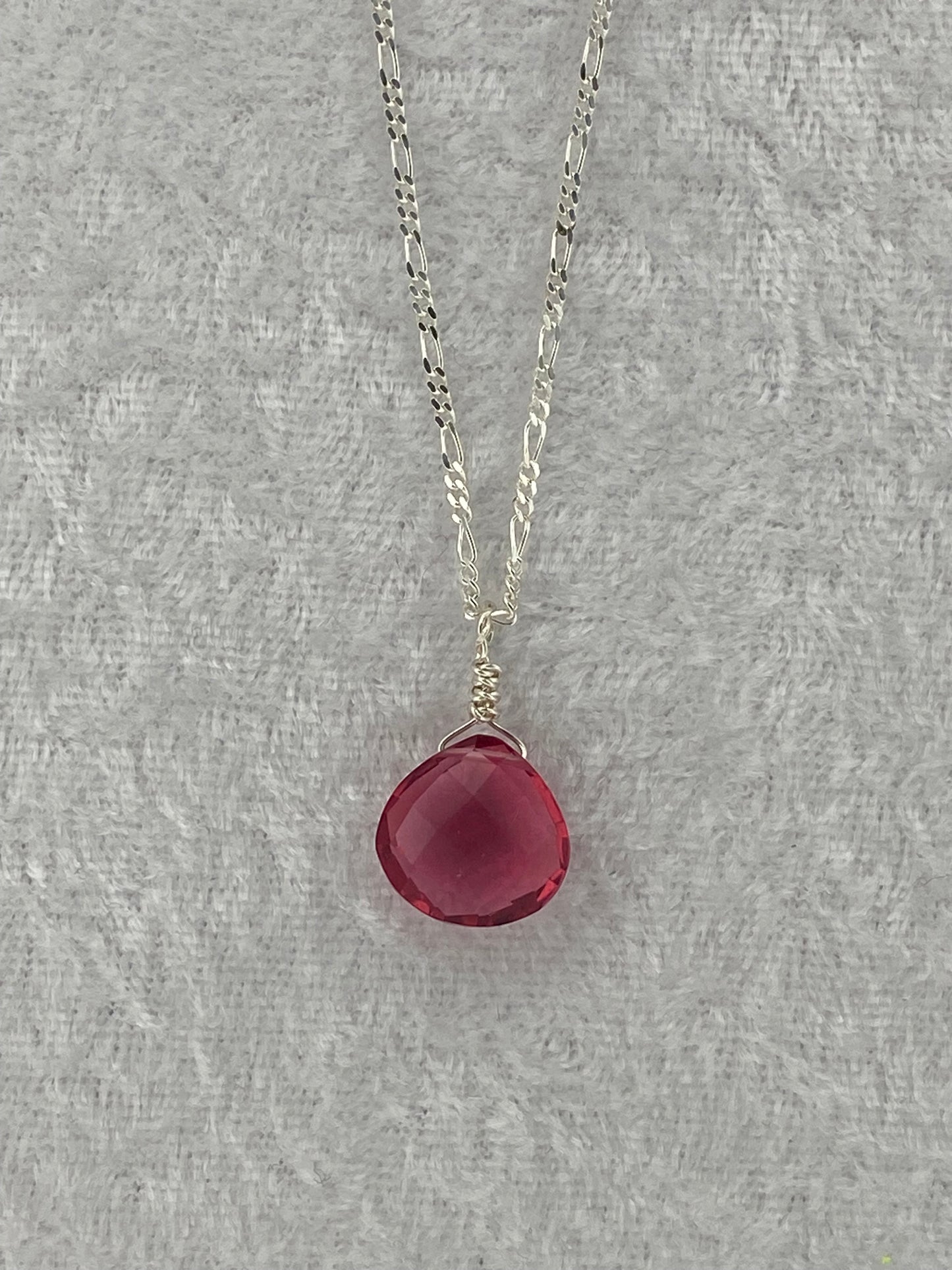 Hot Pink Heart Briolette Necklace